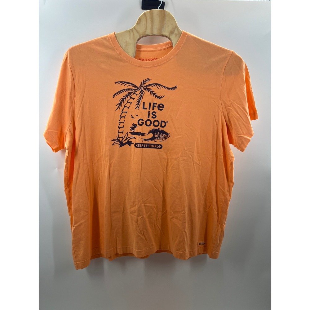 Life is Good Mens XXXL Orange Crusher Graphic Tee Palm Tree Keep It Simple